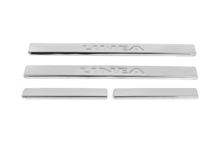 Fiat Linea 2006-2018 Protector de umbral de puerta de acero inoxidable Carmos V2 (4 uds) Foto 2