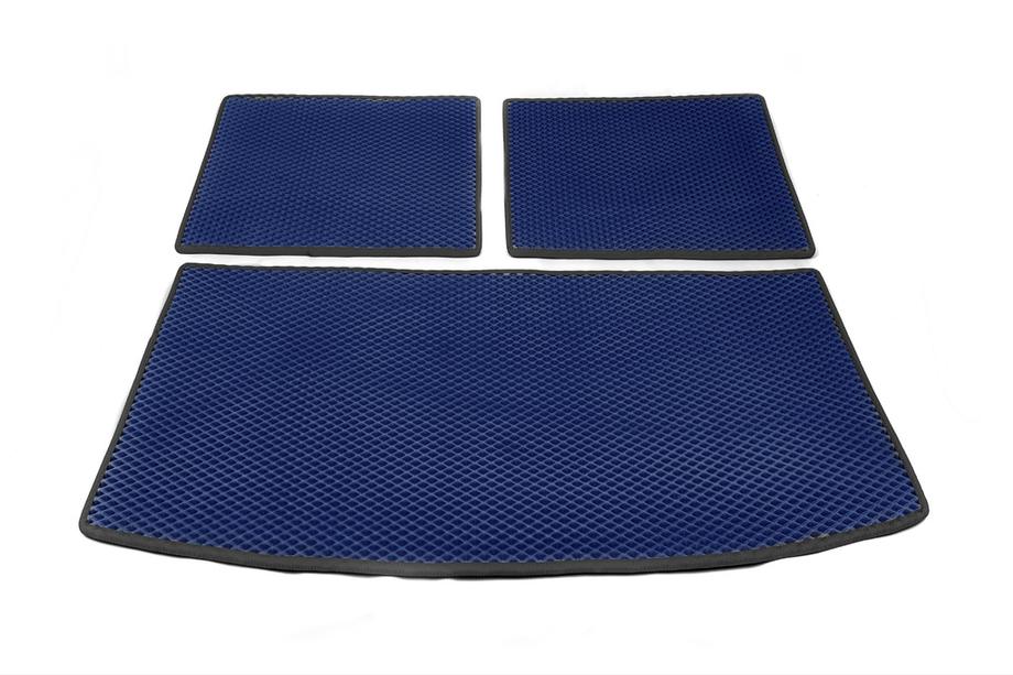 Audi Q7 2005-2015 Alfombrilla de maletero 3 piezas (EVA, azul) (7 plazas) Image