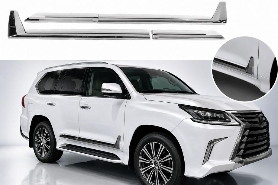 Lexus LX 500d/600 2022- Molduras de Puerta F-Sport Blanco+Cromo (4 uds, ABS) Image