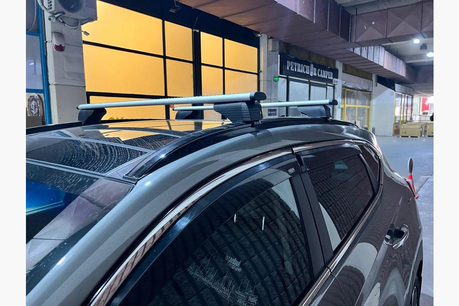 Hyundai Tucson TL 2016-2021 Barras de techo para rieles integrados con llave Wizard V2 (2 uds) 125cm, negro Foto 2