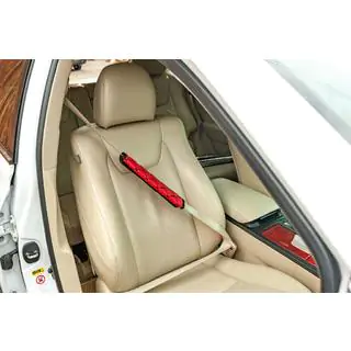 Fundas para cinturón de seguridad ECO (2 uds, Rojo con costura negra) foto 2