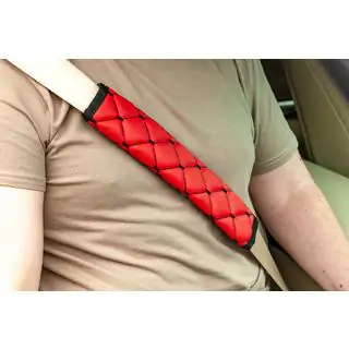 Fundas para cinturón de seguridad ECO (2 uds, Rojo con costura negra) foto 1