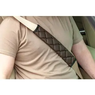 Fundas para cinturón de seguridad ECO (2 uds, Marrón con costura negra) foto 1