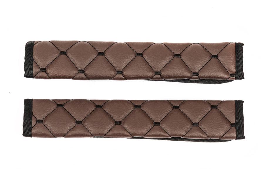 Fundas para cinturón de seguridad ECO (2 uds, Marrón con costura negra) Foto 3