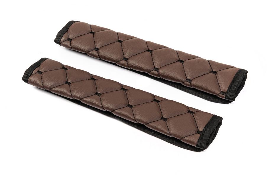 Fundas para cinturón de seguridad ECO (2 uds, Marrón con costura negra) Foto 4