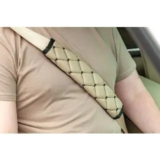 Fundas para cinturón de seguridad ECO (2 uds, Beige con costura negra) foto 1