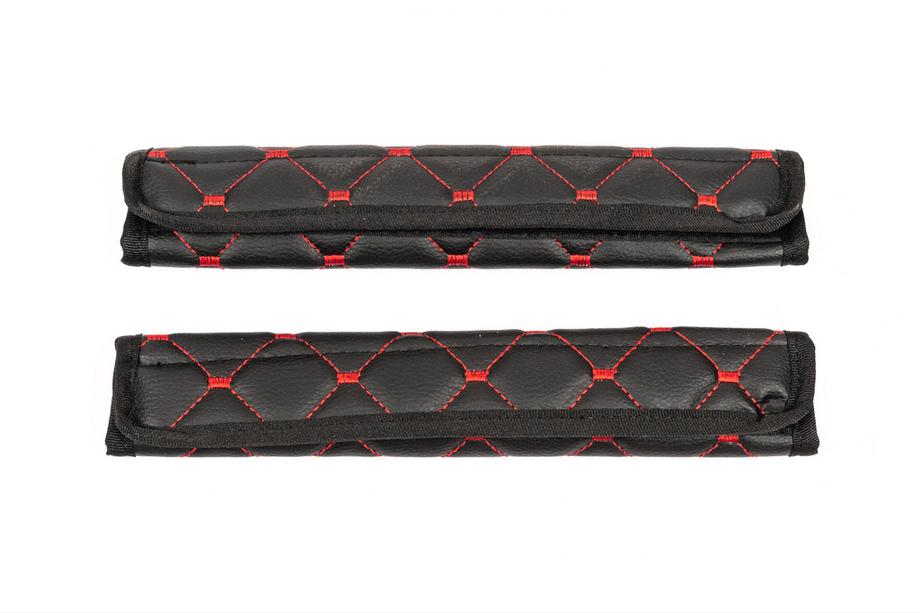 Fundas para cinturón de seguridad ECO (2 uds, Negro con costura roja) Foto 5