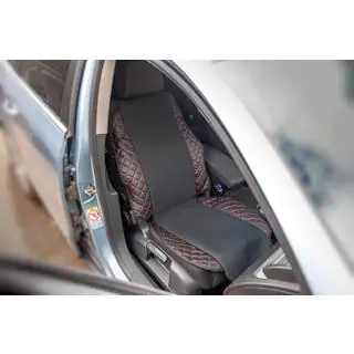 Funda de asiento ECO y tela (1 ud, Negro con costura roja + tela) foto 1