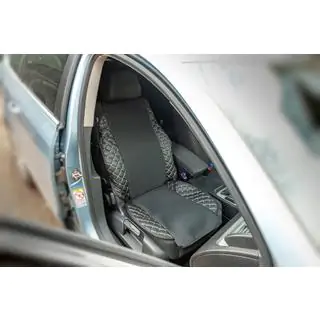 Funda de asiento ECO y tela (1 ud, Negro con costura gris + tela) foto 1