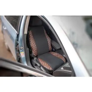 Funda de asiento ECO y tela (1 ud, Marrón con costura negra + tela) foto 1