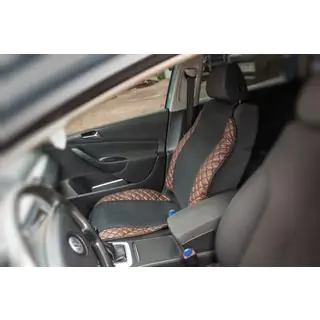 Funda de asiento ECO y tela (1 ud, Marrón con costura negra + tela) foto 2