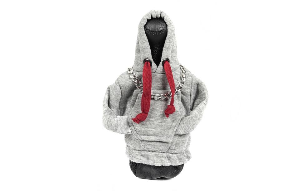 Funda palanca de cambios tipo hoodie (gris, cordón burdeos) Image