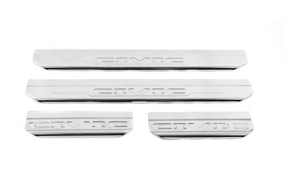 Honda Civic Sedan VIII 2006-2011 Protectores de umbral de puerta de acero inoxidable Carmos V2 (4 uds) Foto 1