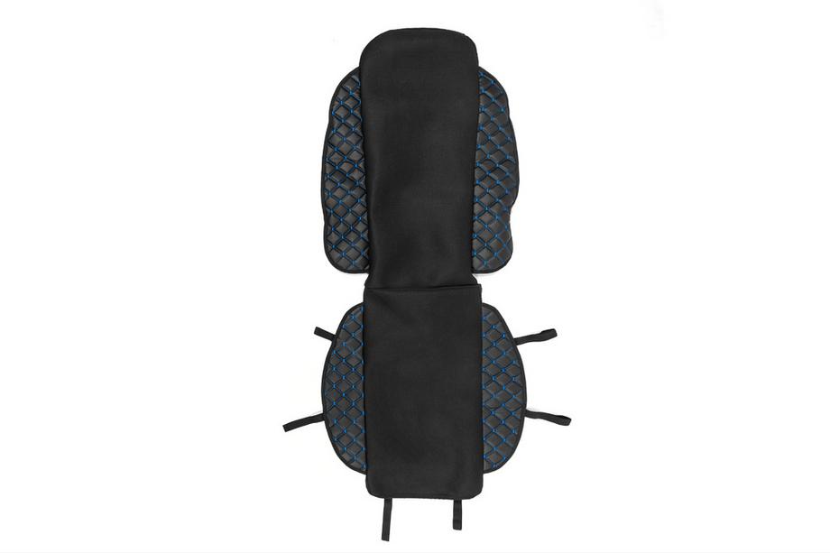 Funda de asiento ECO y tela (1 ud, Negro con costura azul + tela) Image