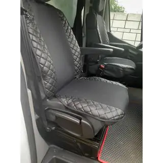 Funda de asiento ECO y tela (1 ud, Negro con costura negra + tela) foto 3