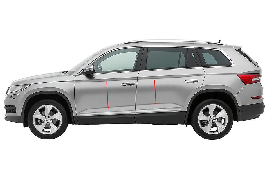 Skoda Kodiaq 2016-2023 Molduras de puerta estrechas de acero inoxidable Carmos Image