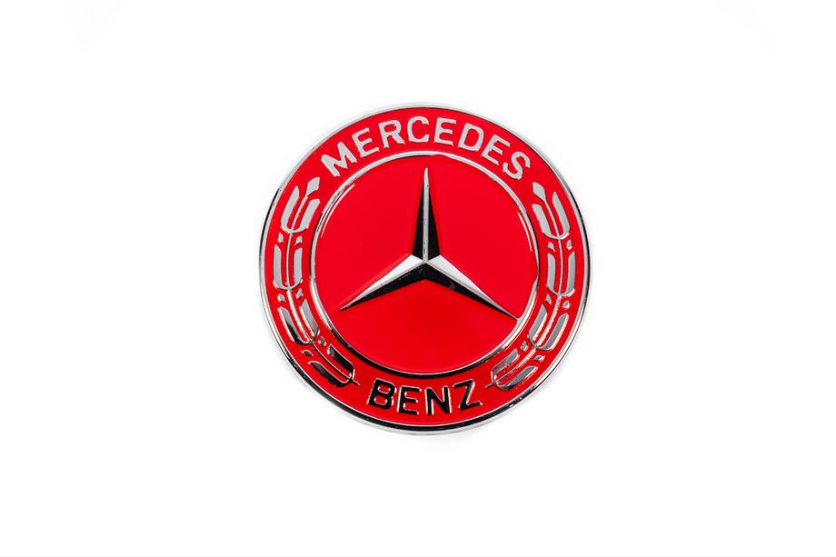 Mercedes-Benz Tapa sustituta del emblema en capó Mercedes (roja, 57mm) Foto 1