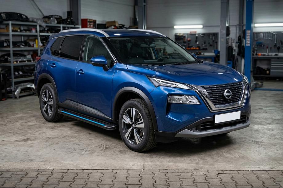 Nissan X-trail T33/Rogue 2022- Estribos Laterales Maya Blue (2 uds., Aluminio) Foto 1