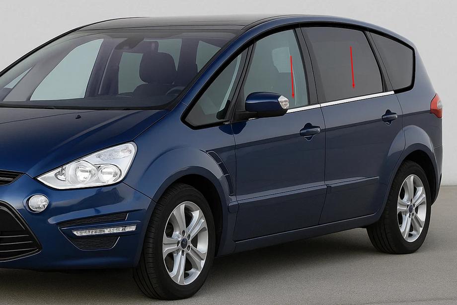 Ford S-Max 2007-2014 Molduras de ventana acero inoxidable (4 uds) Image