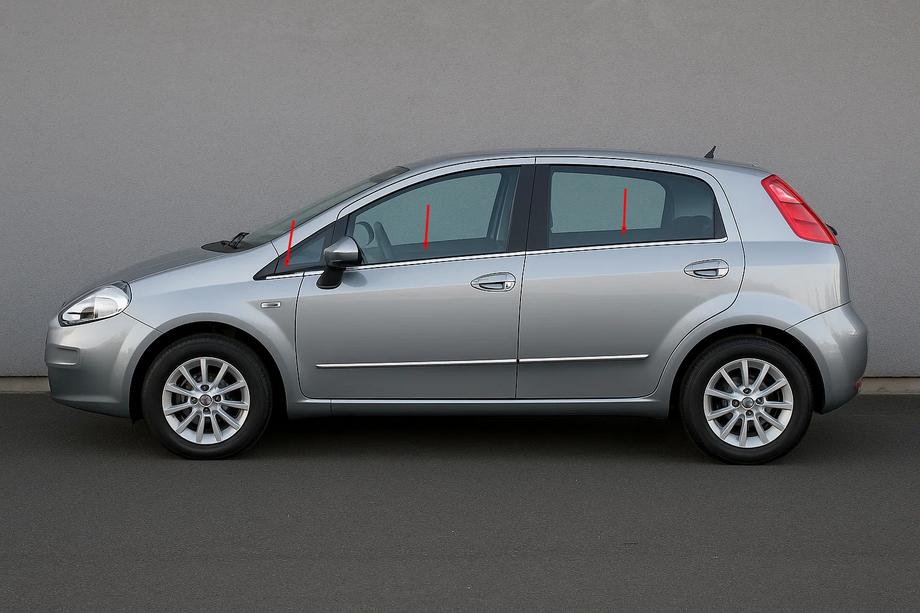 Fiat Punto Grande/EVO 2006-2018 Molduras de ventanas Carmos (6 uds, acero inoxidable) Image