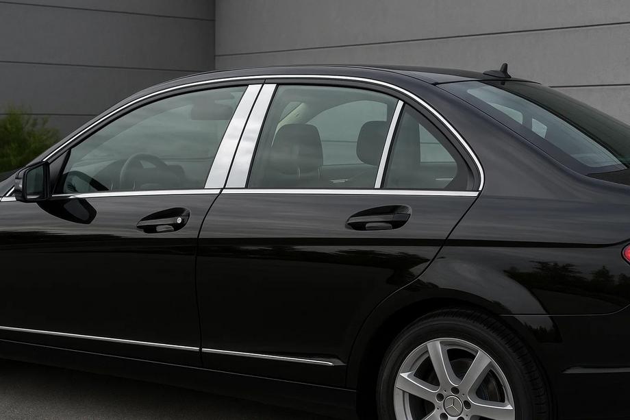 Mercedes C-class W204 2007-2015 Cubiertas de pilares de puerta en acero inoxidable (6 piezas) Foto 1