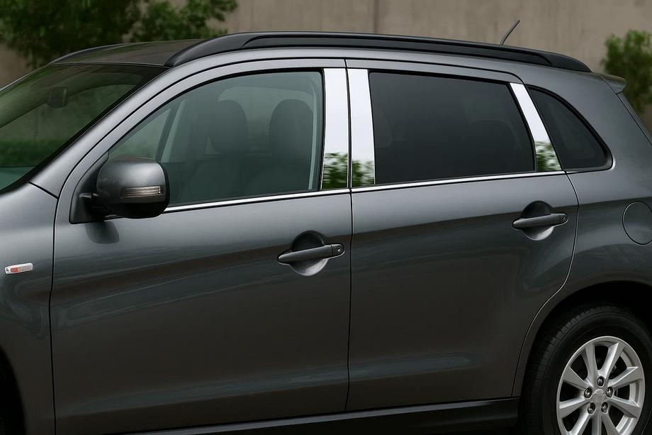 Mitsubishi ASX 2010-2023 Cubiertas de pilares de puerta en acero inoxidable (6 piezas) Foto 1