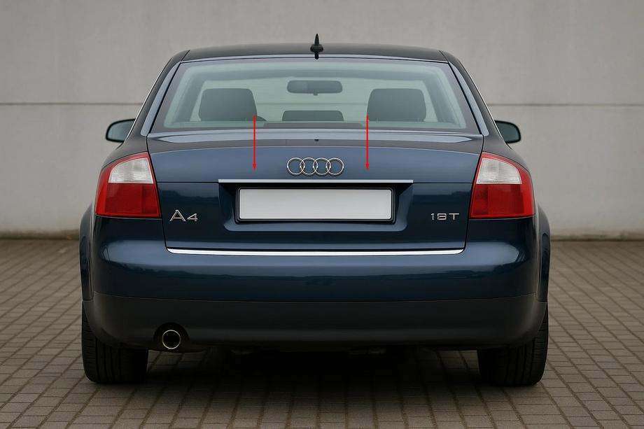 Audi A4 B6 2000-2004 Moldura sobre matrícula (Carmos acero inoxidable) V-2 Image