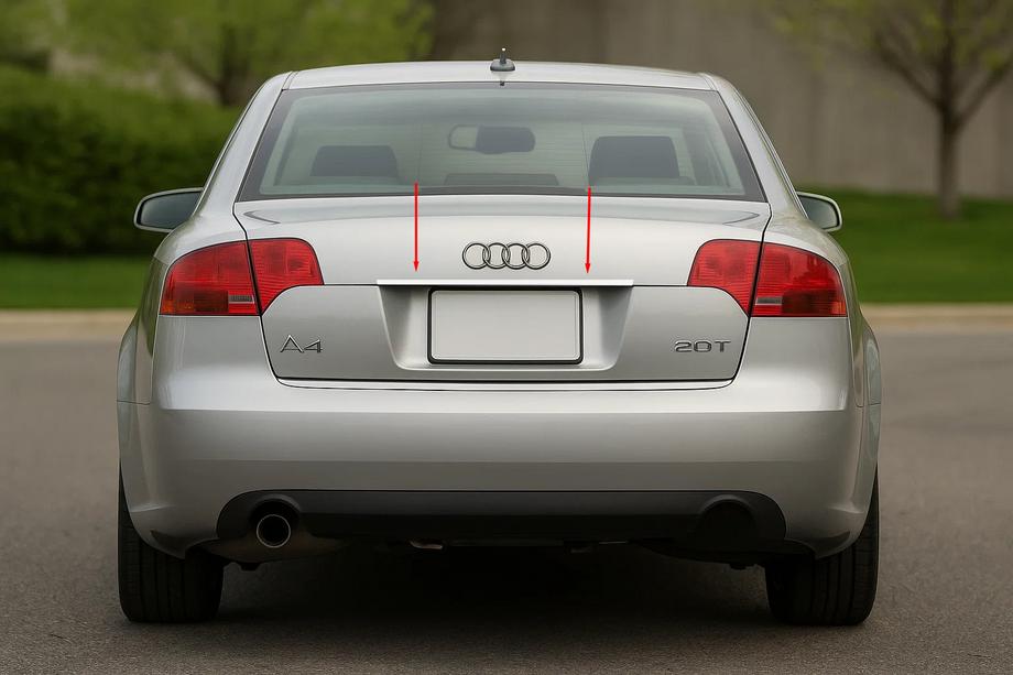 Audi A4 B7 2004-2008 Moldura sobre matrícula (Carmos acero inoxidable) V-2 Image