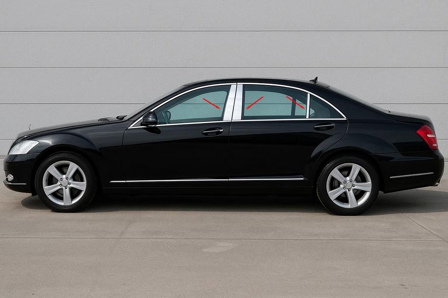 Mercedes S-class W221 2005-2013 Cubiertas de pilares de puerta en acero inoxidable (6 piezas) Foto 1