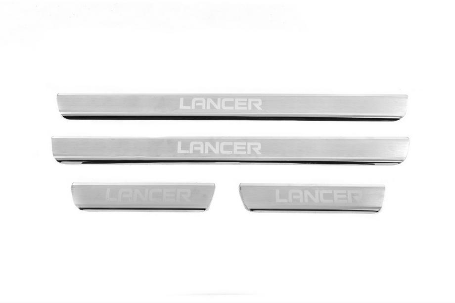 Mitsubishi Lancer 9 2004-2008 Protector de umbral Carmos V3 (4 uds, acero inoxidable) Foto 1