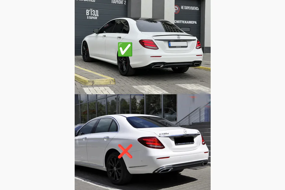Mercedes E-class W213 2016-2023 Difusor trasero con salidas E63-Design Negro (para AMG/AMG-Line 2016-2020) Foto 2
