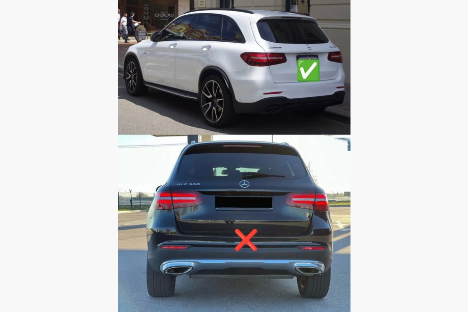 Mercedes GLC X253 2015-2022 Difusor trasero con salidas Black (Diseño AMG63) Foto 3