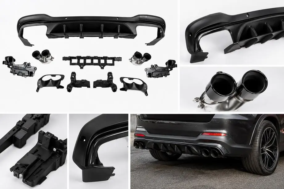 Mercedes GLC X253 2015-2022 Difusor trasero con salidas de escape (Diseño AMG43) Image
