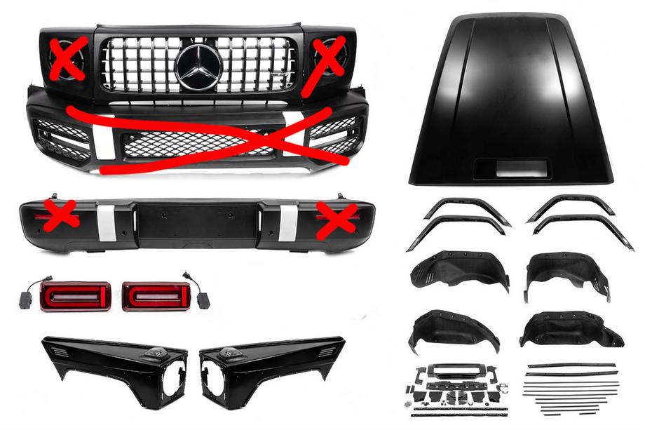 Mercedes G class W463 1990-2018 Kit de restyling a G63 AMG 2018 (juego incompleto) Foto 1