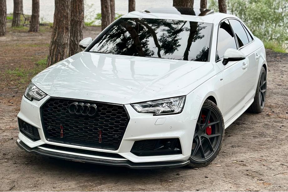 Audi A4 B9 2015-2024 Lip delantero DPT V-1 (para S-Line, 2015-2019, negro brillo) Foto 1