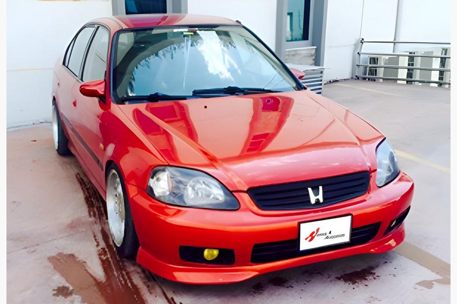 Honda Civic 1995-2001 Lip delantero DPT V-2 (Negro Brillante) Foto 2