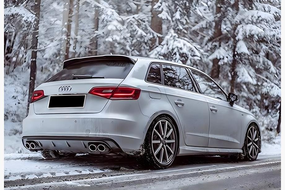 Audi A3 2012-2020 Difusor Trasero DPT V-1 (2012-2016, HB, Negro Brillante) Image