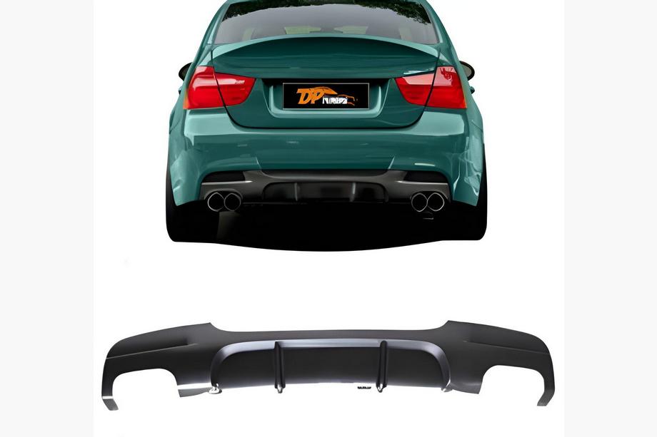 BMW 3 Series E90/E91 2005-2011 Difusor Trasero DPT V-3 (para E90 M-Sport, Negro Brillante) Foto 1