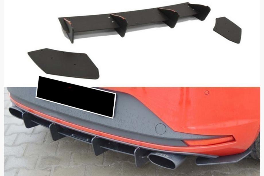Seat Leon 2013-2020 Difusor Trasero DPT V-6 (2013-2016, Negro Brillante) Image
