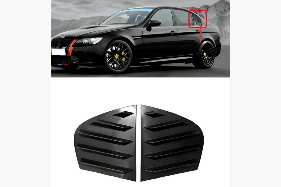 BMW 3 Series E90/E91 2005-2011 Cubiertas de ventanas traseras DPT (Negro Brillante, 2uds) Image