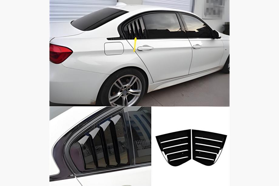 BMW 3 Series F30/F31 2012-2019 Cubiertas de ventanas traseras DPT (Negro Brillante, 2uds) Foto 1