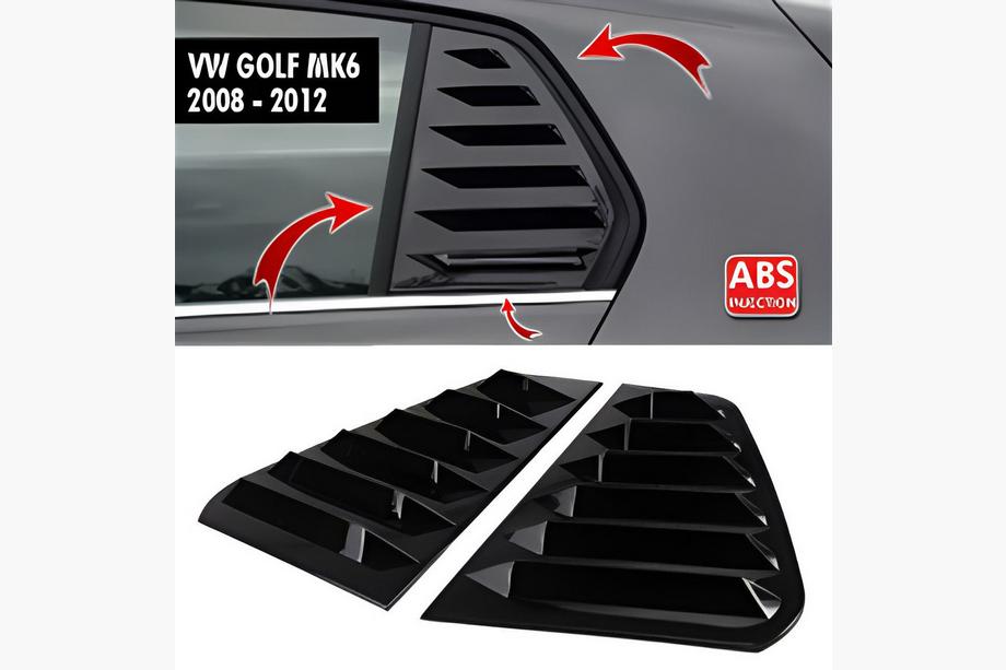 Volkswagen Golf 6 2008-2014 Cubiertas de ventanas traseras DPT V-2 (negro brillo, 2uds) Foto 1