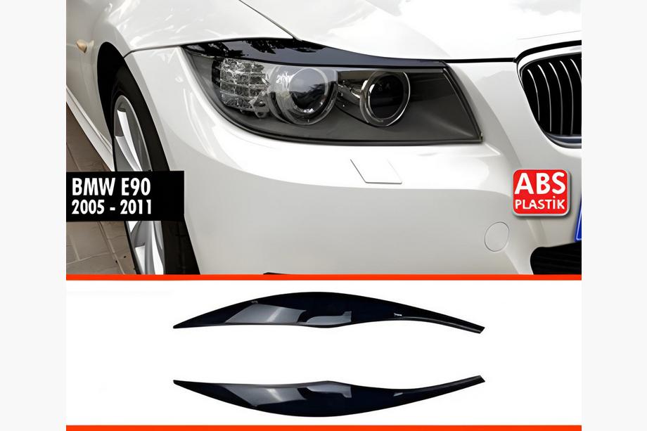 BMW 3 Series E90/E91 2005-2011 Pestañas Faros DPT (2uds, Negro Brillante) Image