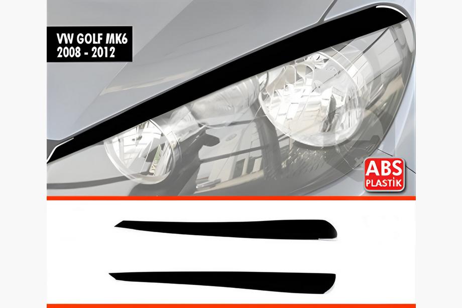 Volkswagen Golf 6 2008-2014 Pestañas Faros DPT (2uds, Negro Brillante) Image