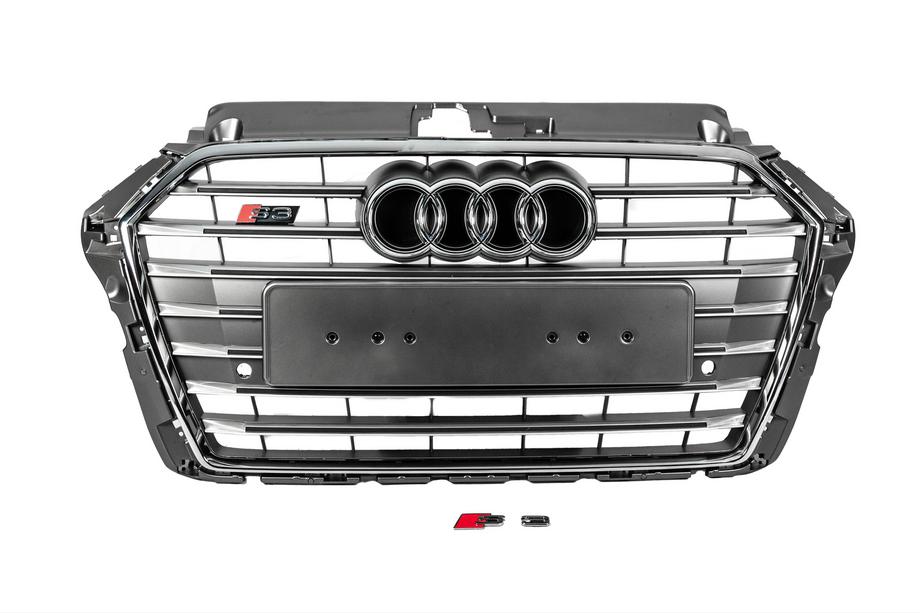 Audi A3 2012-2020 Parrilla frontal S-Style (2016-2020, gris con cromo) Foto 1