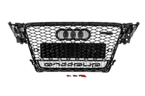 Audi A4 B8 2007-2015 Parrilla delantera con inscripción Quattro RS-style (2007-2011, negra) foto 4