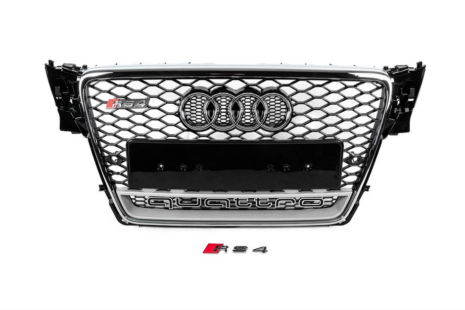 Audi A4 B8 2007-2015 Parrilla delantera con inscripción Quattro RS-style (2007-2011, negra) Image