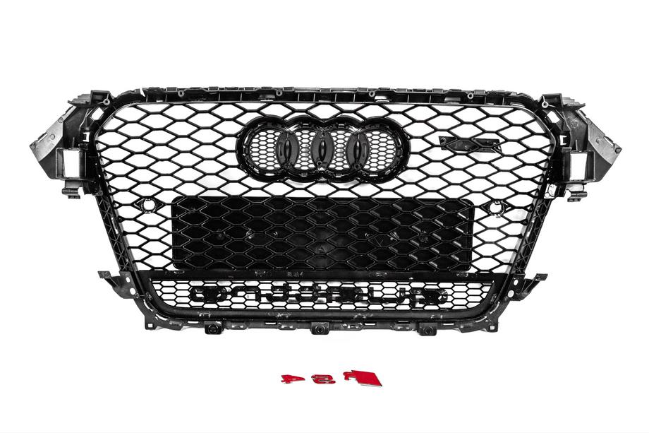 Audi A4 B8 2007-2015 Parrilla delantera RS-style negra con logotipo Quattro (2012-2015) Foto 4
