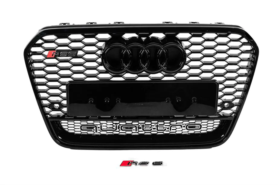 Audi A6 C7 2011-2017 Parrilla delantera RS-style negra con emblema Quattro (2011-2014) Image