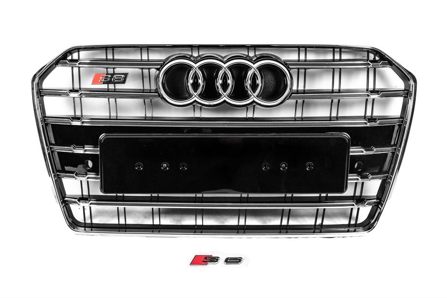 Audi A6 C7 2011-2017 Parrilla Delantera Negra con Marco Cromado S-Style (2014-2017) Image